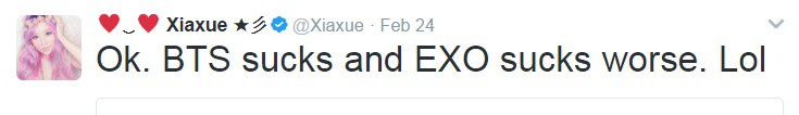 Xiaxue calls Monsta X BTS Exo derogatory terms