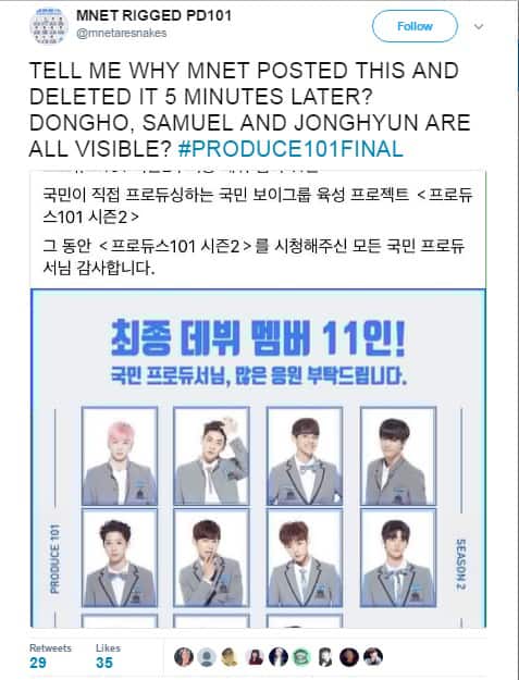 Mnet Announced Samuel NUEST Dongho and Jonghyun As Produce 101 Finalists By Mistake