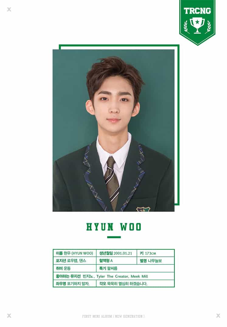 TRCNG Hyunwoo profile birthday, age, name, height, nationality, blood type, facts TRCNG Member Profiles
